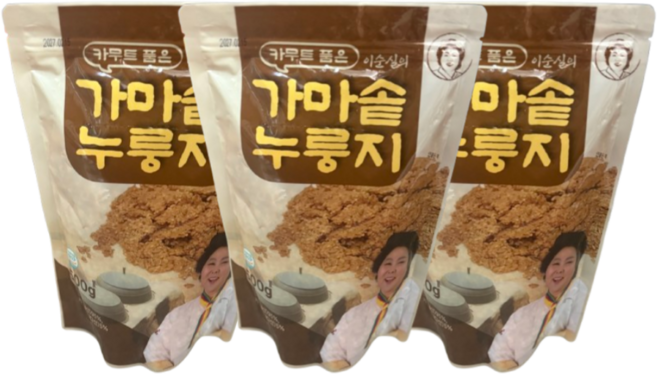 바이오크로스 이순실 카무트품은 가마솥 누룽지 이북식 가마치 식사대용 간편식 끓여먹는 누릉지, 3개, 500g