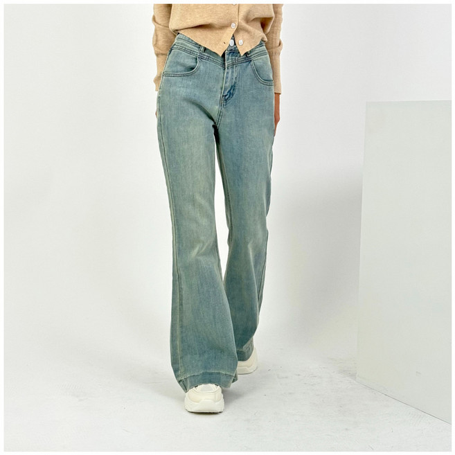 (원가이하) 바이일이오 빅사이즈 프리미엄 슬림핏 부츠컷 기장 데님 팬츠