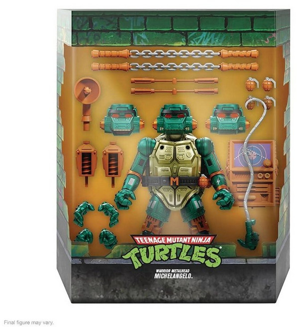 Super7 ULTIMATES! 십대 돌연변이 닌자 거북이 메탈헤드 미켈란젤로 - 17.8cm(7인치) TMNT 액션 피규어 액세서리 포함 클래식 만화 수집품 132515