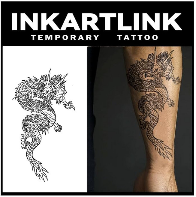 INKARTLINK 타투 스티커 자그아 타투 2매 세트 2주간 오래 지속되는 타투 스티커 문신 스티커 남녀 모두 착용 가능한 템포러리 타투 트렌드 남성 반영구적인 사라지는 타투