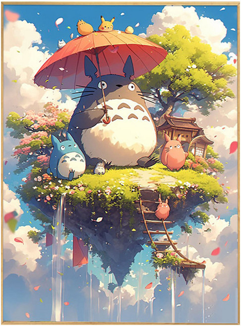 코지하루 DIY 그림그리기 캔버스 취미미술 컬러 일러스트 레트로, 지브리G 30x40 (B852), 1개