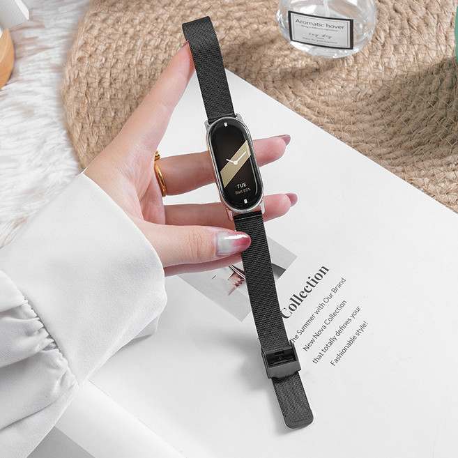 小米手環 卡扣錶帶 - 金屬替換腕帶, 卡扣（連接器款）-黑色,小米手環10/9/8/nfc, 1個