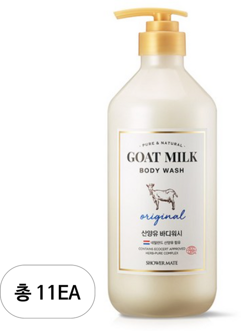 샤워메이트 산양유 바디워시 오리지널, 800ml, 11개