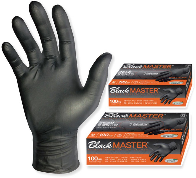 크린스킨 두꺼운 니트릴장갑 블랙마스터 100매입, 검정, M, 2세트