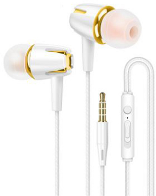 SY-A25 유선이어폰 인 이어 헤드폰 3.5MM 커널형 이어폰, 화이트골드