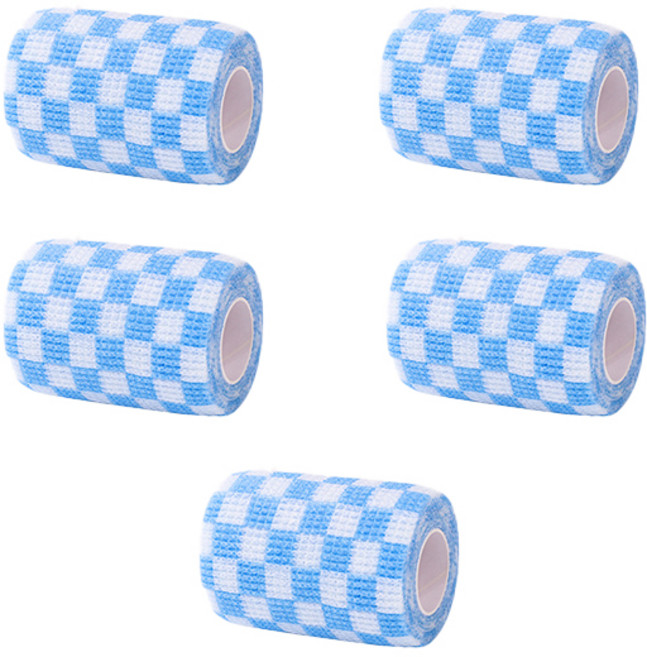 치프몰 반려동물 자가접착 신발 붕대 5개입, 7.5cm 체크 블루