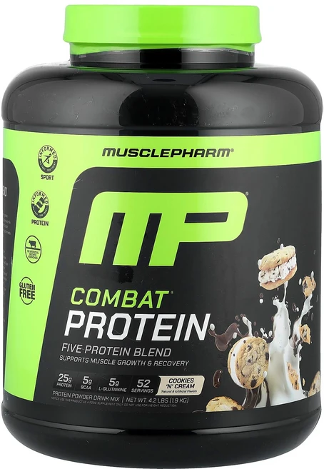 머슬팜 컴뱃® 프로틴 파우더 쿠키앤크림 맛 1.9kg (4.2파운드) MSF-99081, 1개 - 쿠팡