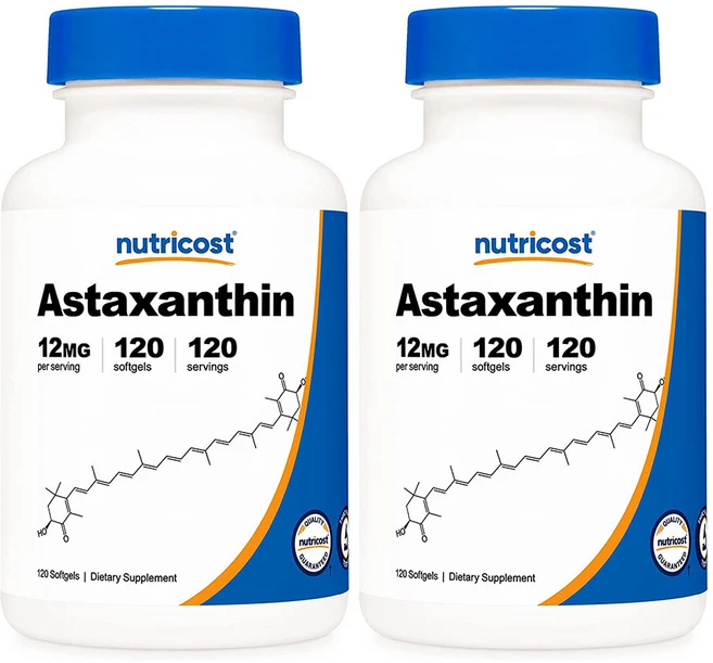 Nutricost Astaxanthin 뉴트리코스트 아스타잔틴 12mg 120소프트젤 2팩, 120정, 2개 - 쿠팡