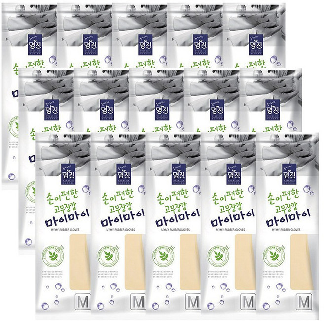 명진 마이마이 고무장갑, 15개, 아이보리, 중(M)