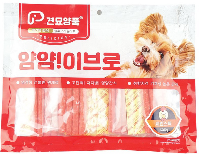 견묘양품 얌얌!이브로 고단백 저지방 간식, 5개, 300g, 치킨스틱