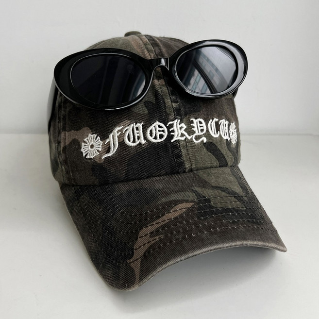 [깊은볼캡] 카모 올드 자수 로고 자외선 물놀이 연예인 모자 대두 커플 긴챙 얼굴작아보이는 볼캡