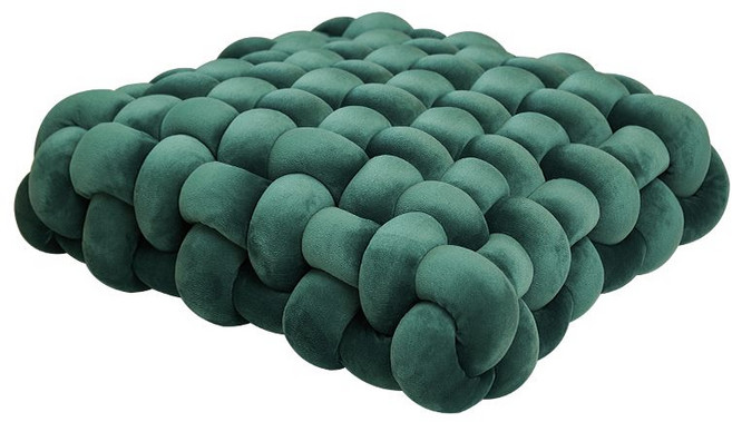 꽈배기 방석 자이언트얀 쿠션 북유럽 매듭쿠션 소파 등받이 사각 데코, 30x33x12cm, 짙은녹색