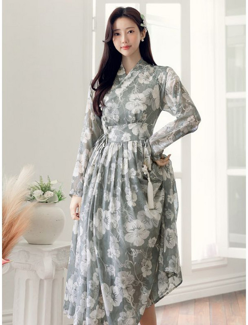 시크라인 미드미 생활한복 철릭 원피스 빅사이즈 나들이룩 모임룩 명절