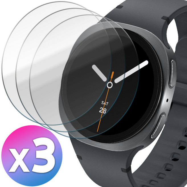 BULKON 1+1+1 갤럭시 워치8 워치8클래식 40mm 44mm 46mm 고투명 국산 PET 액정 보호 필름, 3개