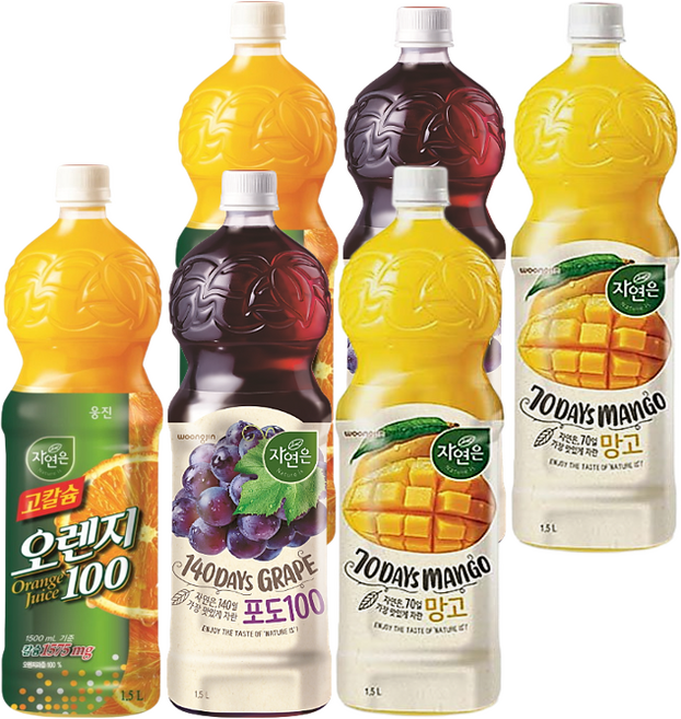 웅진 자연은 고칼슘 오렌지1.5L*2개+자연은 포도1.5L*2개+자연은 망고 1.5L*2개, 오렌지1.5L 2개+포도1.5L 2개+망고1.5L 2개, 4개