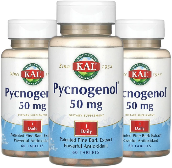 KAL 피크노제놀 50mg 60정, 3개 - 쿠팡