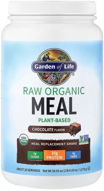 Garden of Life 무가공 유기농 식사 대용 셰이크 초콜릿 1 078g(38.03oz) Life (가든 오브 라이프), 1075 g, 1개, 538g - 쿠팡