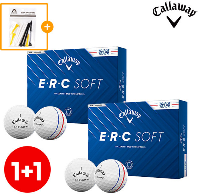 캘러웨이 2025 ERC 소프트 트리플 트랙 골프볼 3피스 한국캘러웨이골프 정품, 화이트+골프티 세트, 2개, 12개입