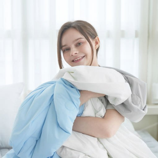 쿨쿨 잘자랭 하이론 쿨 냉감이불 Q, 코튼화이트