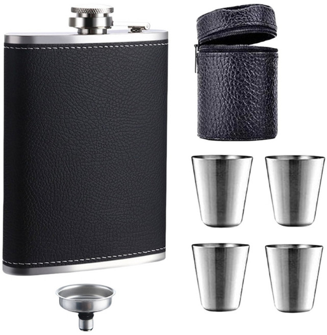 스퀘어 와인 플라스크 스테인리스 스틸 위스키 냄비 휴대용 음료 병 깔때기와 컵이 포함된 작은 누수 방지 용기