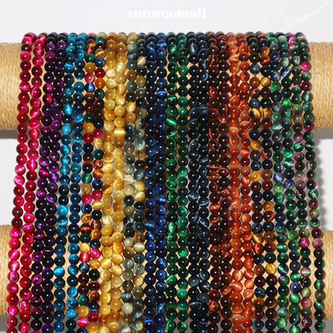 선우몰 컬러호안석 AAA급 6mm 원석재료 타이거아이 원석팔찌재료 DIY재료 팔찌만들기 비즈공예, 옐로우, 1개