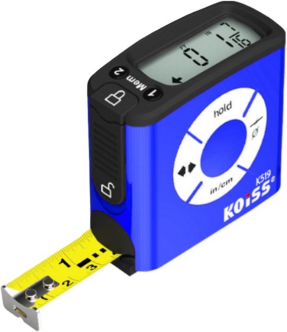 코이스 K519 디지털 전자 자동 스마트 줄자 목공 인테리어 길이 측정기 5m, 1개