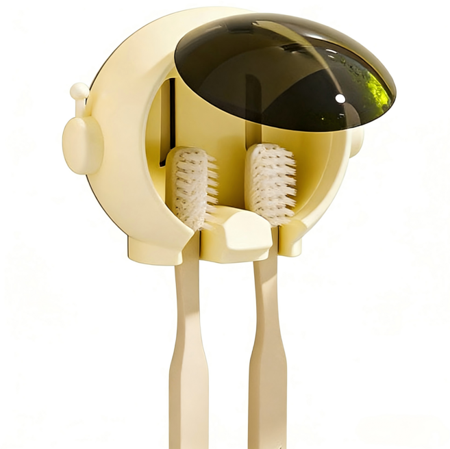 우주인 욕실 칫솔걸이 부착형, 1개, 노란색