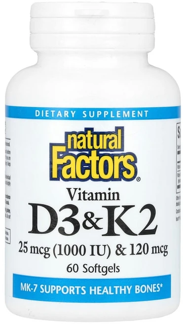 네츄럴팩터스 비타민D3 & K2 소프트젤 60정, 1팩 - 쿠팡