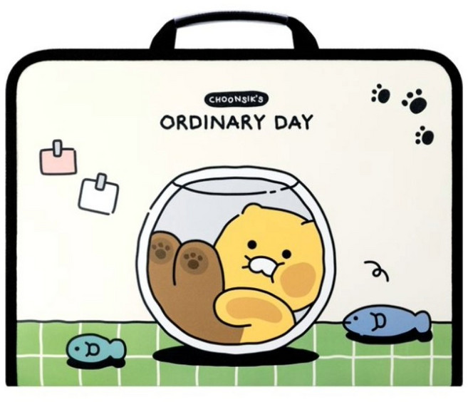 카카오프렌즈 지퍼 손잡이 서류 노트 파일 가방 케이스, 1개, 춘식이