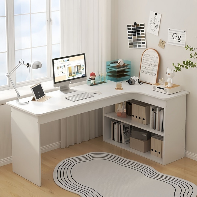 컴퓨터책상 수납형 1인용 독서실책상 1200 다기능 학습 사무용 L형책상 다층 보관대 응접실 서재, 오른쪽, A