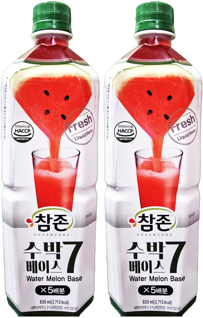 참존식품 수박7 베이스, 2개, 835ml