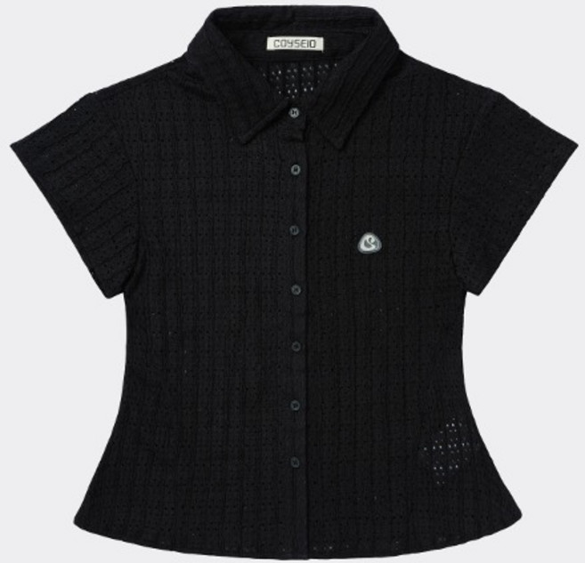 [코이세이오]COYSEIO _LACE HALF SHIRTS BLACK