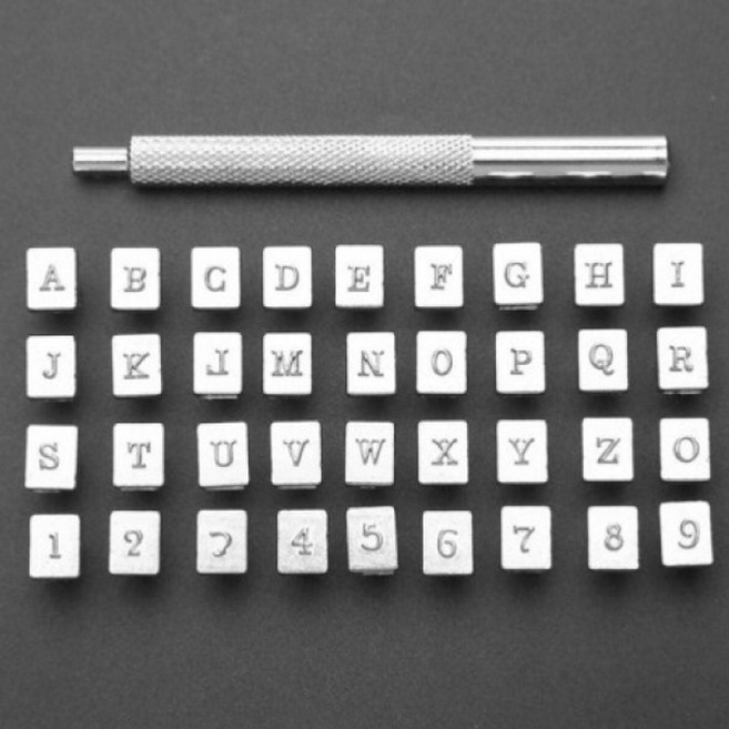 알파벳+숫자 36PCS 가죽공예 DIY 6MM 스템퍼세트