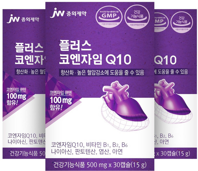 JW중외제약 플러스 코엔자임Q10, 30정, 3개