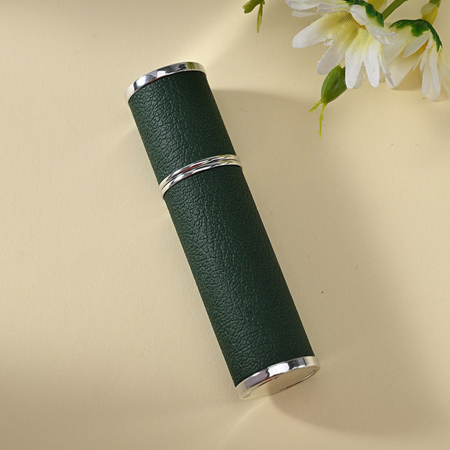 YH 가죽 향수케이스 휴대용 펌핑 리필 향수공병 5ml, 1개, 다크그린
