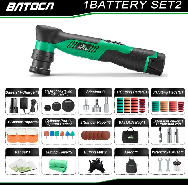 BATOCA S5 무선 미니 자동차 광택기 디테일링 왁싱용 패드 키트 1/2/3 인치, 01 1 Battery Set 2, 01 220V-230V