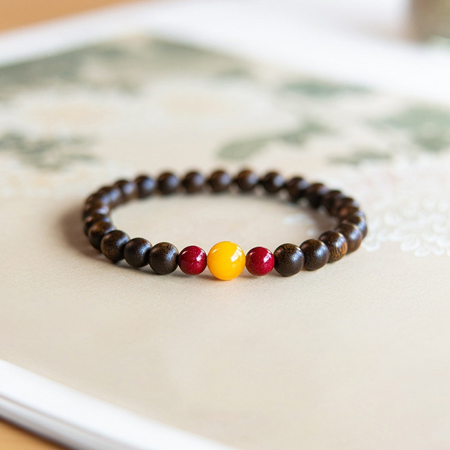 침향 팔찌 경면주사 호박 염주 원목 브루나이산 by 선연주