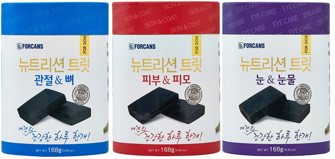 포켄스 뉴트리션 강아지 트릿 3종, 혼합맛(눈/피부/관절), 504g, 1세트