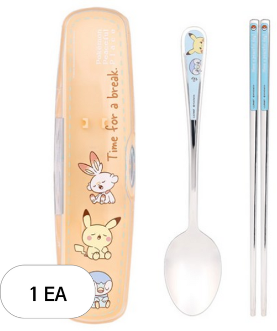 릴팡 포켓몬 올인원 올스텐 수저 클리어케이스 3종, 혼합색상, 1세트, 숟가락 + 젓가락 + 케이스