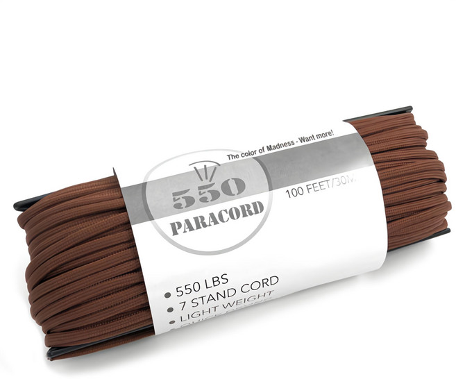 550 LBS 傘繩 7芯軍規拉力繩, 棕色, 1個