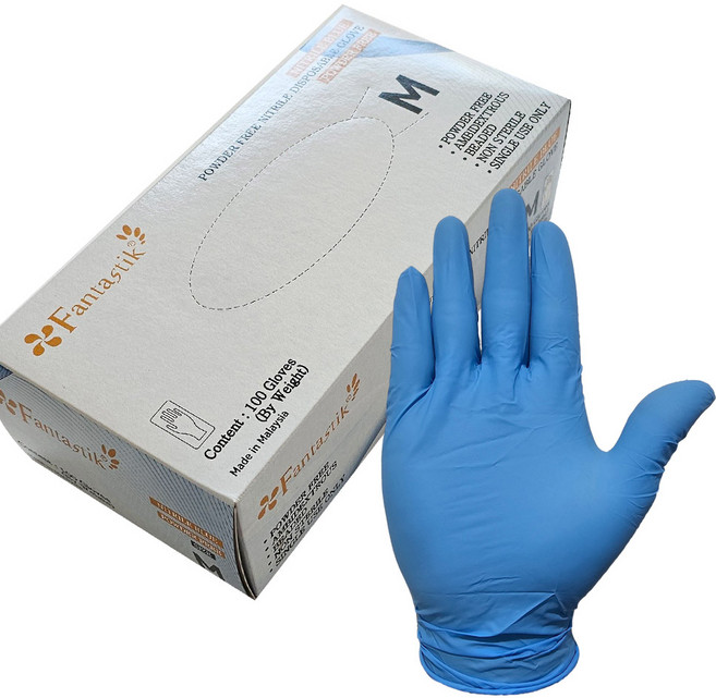 판타스틱 니트릴장갑 M사이즈/100매 /1박스/요리장갑 식품용 두꺼운장갑 쉐프용, 파랑, M, 1개