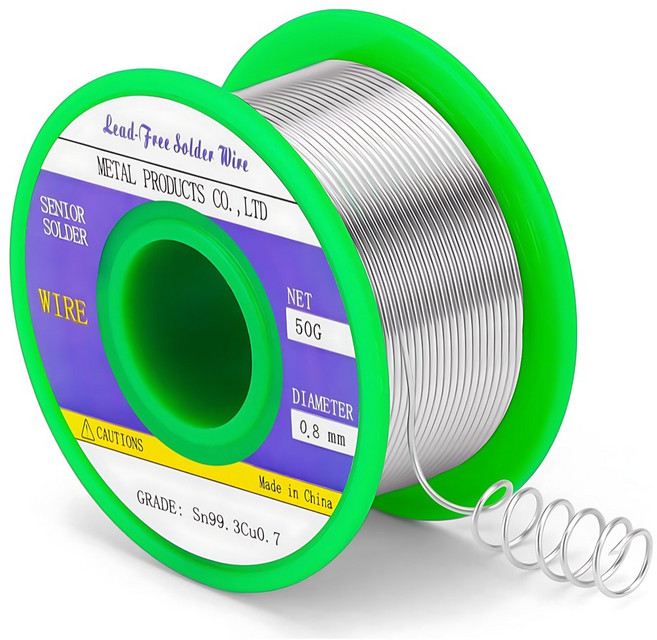 납땜용 실납 와이어 친환경 무연납 Sn99.3 Cu0.7, 1개, 50g 0.8mm