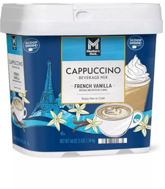멤버스 마크 프렌치 바닐라 카푸치노 음료 믹스 2팩 (각 4 Member's Mark French Vanilla Cappuccino Beverage Mix (48 Ounce) (2, 48온스(2팩), 1개