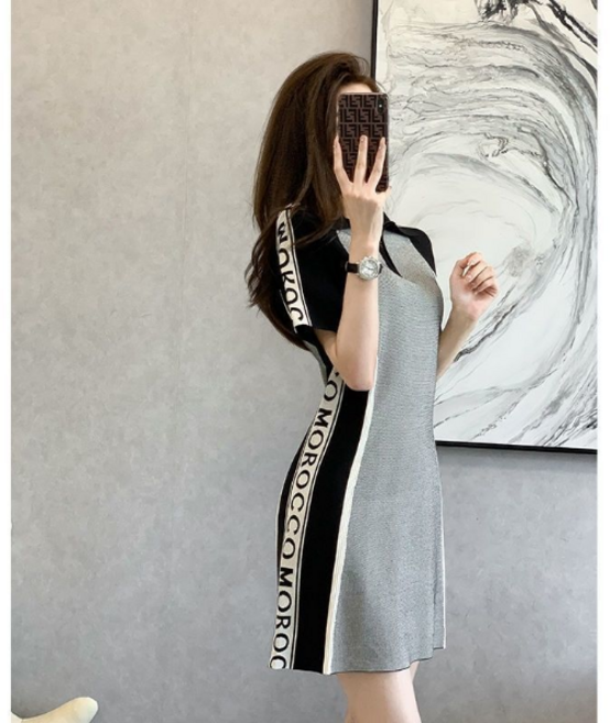 여름 새로운 여성 골프 의류 여성 골프 원피스 컬러 매칭 허리 슬리밍 디자인 센스 원피스 레저 스포츠 폴로 칼라 원피스