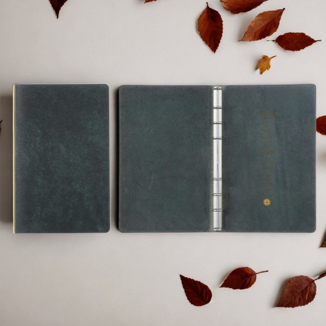 일본 플로터 6홀 링 소 가죽 바인더 푸에블로 17x9.5cm 다이어리, 1개, 베이지