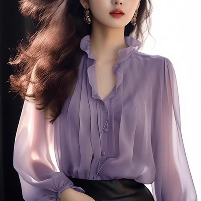 PETITBATH 여성 블라우스 프릴 칼라 오피스룩 260211 WH 8239