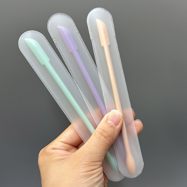 포포라운지 메이크업 실리콘 듀얼 스파츌라 주걱 화장품 소분 도구, 1개, 민트+바이올렛+스킨