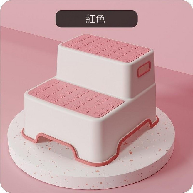 馬桶凳蹲便神器 家用衛生間增高洗手墊腳凳子浴室防滑 兒童踩腳凳, 雙層踩腳凳紅色,散裝
