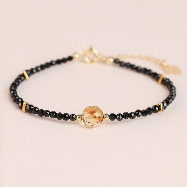 황수정 팔찌 시트린 원석 블랙 스피넬 by 리마린