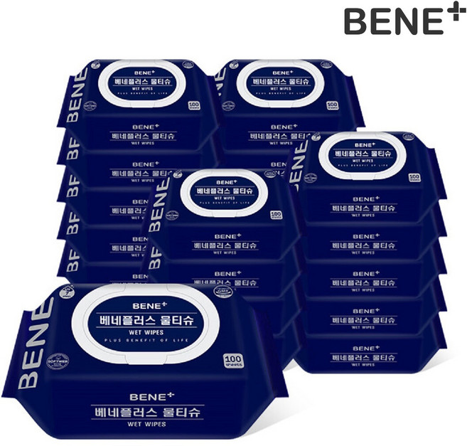[내일도착]베네플러스 물티슈 100매 20팩 (캡형/50gsm), 50g
